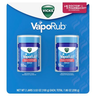 Vicks VapoRub, Original, Cough Suppressant, Topical Chest Rub & Analgesic  Ointment, Medicated Vicks Vapors, Relief from Cough Due to Cold, Aches 