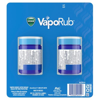 Vicks VapoRub Original Cough Suppressant Medicated Topical Analgesic  Ointment (3.53 oz., 2 pk.) - Sam's Club