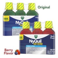 Vick's NyQuil Severe Cold & Flu Relief Liquid, Choose A Flavor-Berry or Original (12 fl. oz., 3 pk.)