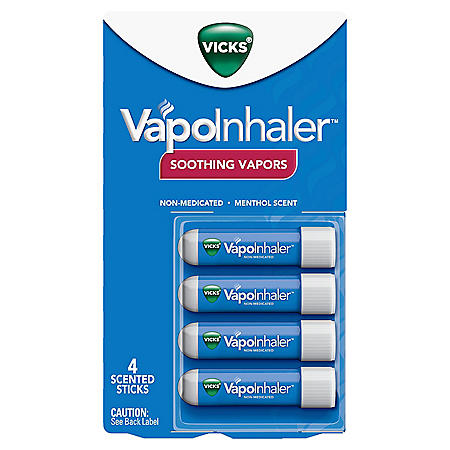 Vicks VapoInhaler, Portable Nasal Inhaler, Non-Medicated, Soothing Vapors to Breathe Easy, Menthol Scent (4 pk.)