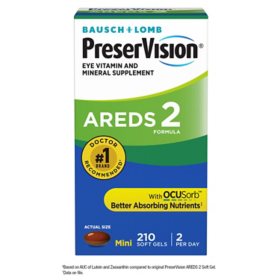 Bausch + Lomb PreserVision AREDS 2 Formula Eye Vitamin Mini Softgels 210 ct.