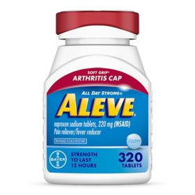 Aleve Pain Reliever Tablets, 220 mg Naproxen Sodium, Soft-Grip Arthritis Cap, 320 ct.