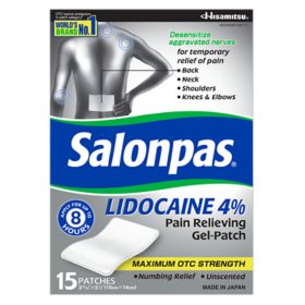 Salonpas Lidocaine Pain-Relieving Gel-Patch, 15 ct.