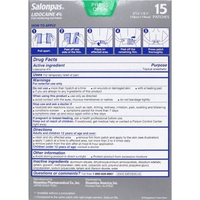 Salonpas Lidocaine Gel-Patch (15 ct.) - Sam's Club
