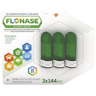 Flonase Allergy Relief Nasal Spray 144 Sprays Per Bottle 3 Ct