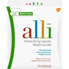 alli Diet Weight Loss Supplement Orlistat Capsules, 60 mg 170 ct.