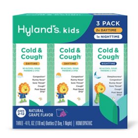 Hyland's Kids Cold & Cough Day & Night, Grape Flavor, 4 fl. oz., 3 pk.