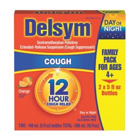 Delsym Adult Liquid Cough Suppressant, Orange (2 pk., 5 fl. oz./pk.)