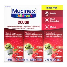 Mucinex Children's Liquid Cold & Cough Medicine, Cherry 4 fl. oz., 3 pk.