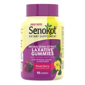 Senokot Natural Senna Extract Laxative Gummies for Occasional Constipation, Mixed Berry (90 ct.)