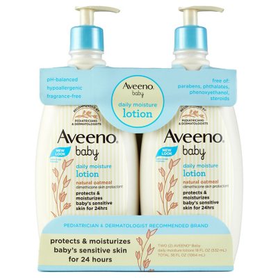  Aveeno Baby Daily Moisture Moisturizing Lotion for Delicate  Skin with Natural Colloidal Oatmeal & Dimethicone, Hypoallergenic,  Fragrance-, Phthalate- & Paraben-Free, 18 fl. oz (Package may vary) : Baby