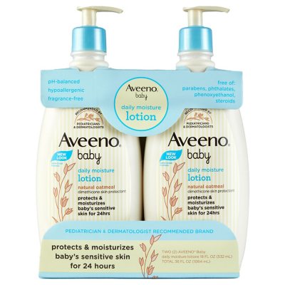 Aveeno Baby Daily Moisture Body Lotion for Sensitive Skin with Natural  Colloidal Oatmeal, Suitable for Newborns, 18 FL OZ