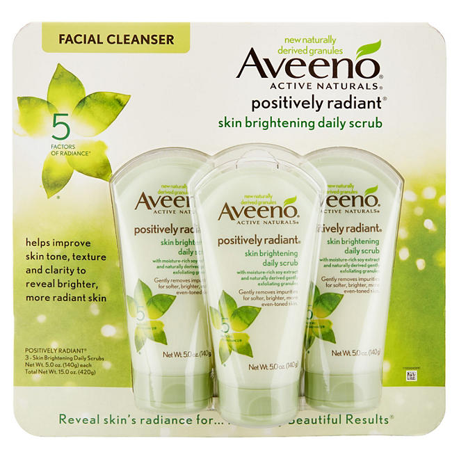 Aveeno Positively Radiant Skin Brightening Exfoliating Daily Facial Scrub (5 fl. oz., 3 pk.)