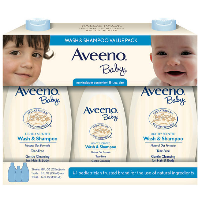 Aveeno Baby Wash & Shampoo Value Pack (2 -18 fl. oz, 1 - 8 fl. oz.)