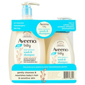 Aveeno Baby Daily Moisture Wash & Shampoo 33 fl. oz. and 12 fl. oz.