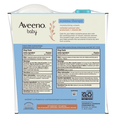 Aveeno Baby Eczema Therapy Moisturizing Cream, Natural Colloidal Oatmeal &  Vitamin B5, Moisturizes & Relieves Dry, Itchy, Irritated Skin Due to