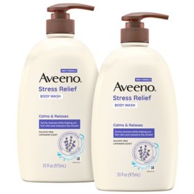 Aveeno Stress Relief Body Wash with Lavender & Chamomile, 33 fl. oz., 2 pk.
