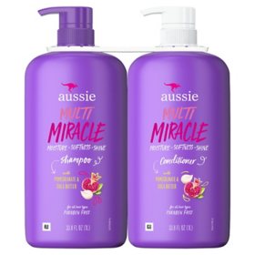 Aussie Multi Miracle Shampoo and Conditioner Moisture + Softness + Shine (33.8 fl. oz., 2 pk.)