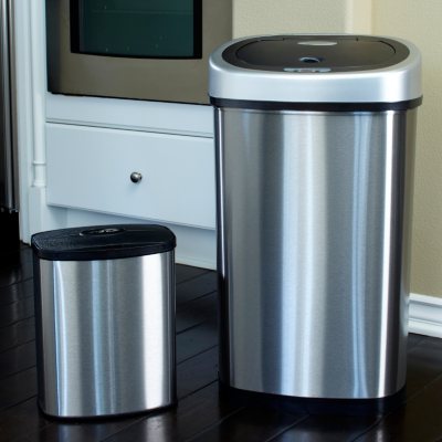 Stainless Steel 13 Gallon Touchless Kitchen Trash Can - Silver