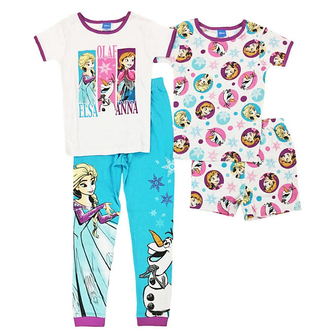 Girls' Frozen Trio 4-Piece Cotton Pajama Set