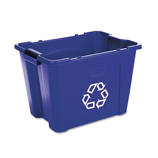 Rubbermaid Stacking Recycle Bin, Blue, 14 gal.