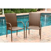 Newport Outdoor Wicker Dining Arm Chairs - Set of 2, Brown 