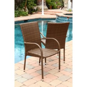 Newport Outdoor Wicker Dining Arm Chairs Set Of 2 Brown Sam S