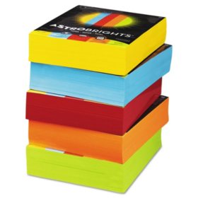 Astrobrights Color Paper, 8.5" x 11", 24 lb/89 gsm, Mixed Carton 5-Color Assortment, 2500 Sheets