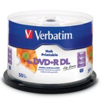 Verbatim DVD+R DL 8.5GB 8X White Inkjet Hub Printable, 50pk Spindle
