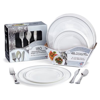 Premium White Elegance Plastic Dinner Plates - 25 Ct.