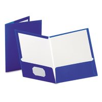 Oxford High Gloss Laminated Paperboard Folder, 100-Sheet Capacity, Blue - 25 ct.