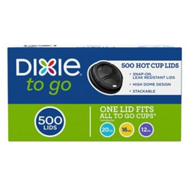 Dixie Sip-Through Dome Hot Cup Lids, Black (12-20 oz., 500 ct.)