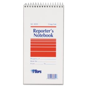 TOPS - Reporter Notebook, Gregg Rule, 4 x 8, White -  12 70-Sheet Pads/Pack