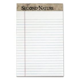 TOPS - Second Nature Recycled Note Pads, Lgl/Margin Rule, 5 x 8, White, 50-Sheet -  Dozen