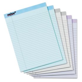 TOPS - Prism Plus Colored Pads, Legal Rule, Letter, Pastels -  6 50-Sheet Pads/Pack