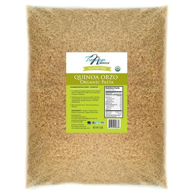 Tresomega Nutrition Organic Quinoa Pasta, Orzo (5 lb.)