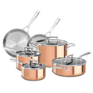 KitchenAid Tri-Ply Copper 10-Piece Cookware Set