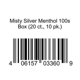 Misty Silver Menthol 100s Box 20 ct., 10 pk.