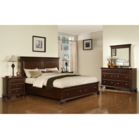 Society Den Brinley Cherry Storage Bedroom Set Assorted Sizes Sam S Club