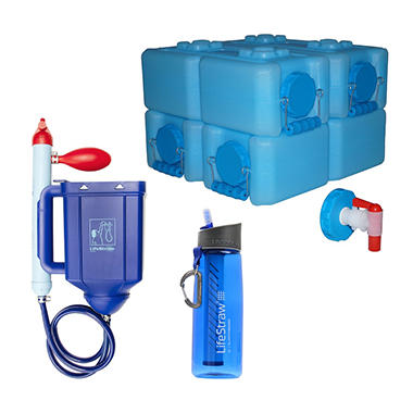 Water Solution Pack Bundle – Waterbrick 4pk, LifeStraw Water Purification System, LifeStraw Go Bottle