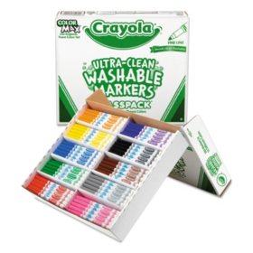 Crayola Ultra-Clean Washable Marker Classpack, Broad Bullet Tip, 8 Assorted Colors, 200/Box
