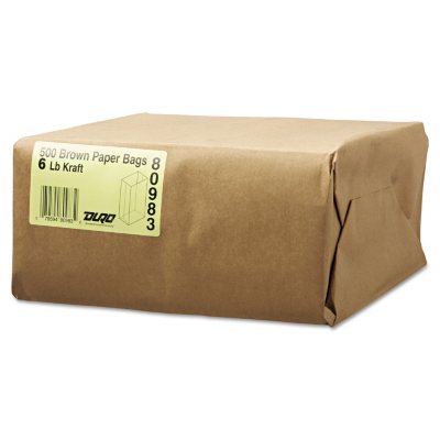 Recycled Brown Kraft Gift Sack, 6 lb Bag 6x3.5x11, 500 Pack