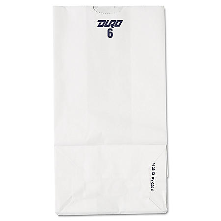 General Grocery Paper Bags, 35 lbs. Capacity, #6, 6"W x 3.63"D x 11.06"H, White (500 ct.)
