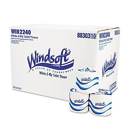 Windsoft Bath Tissue, Septic Safe, 2-Ply, White, 4" x 3.75" (500 sheets/roll, 96 rolls)
