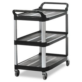 Rubbermaid Cleaning Cart with Zippered Bag, Black (3 Shelves