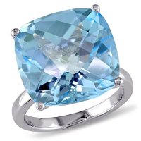 Cushion-Cut Blue Topaz Cocktail Ring in 14K White Gold