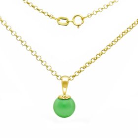 8mm Jade Pendant with 14K Yellow Gold Chain