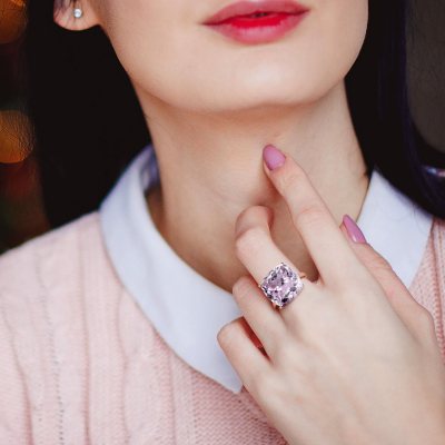 Pink Amethyst Checkerboard Cocktail Ring in 14K Rose Gold Sam s Club