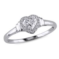 Allura 0.45 CT. T.W. Diamond Halo Heart Engagement Ring in 14k White Gold
