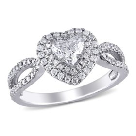 Allura 0.95 CT. T.W. Diamond Double Halo Heart Engagement Ring in 14k White Gold